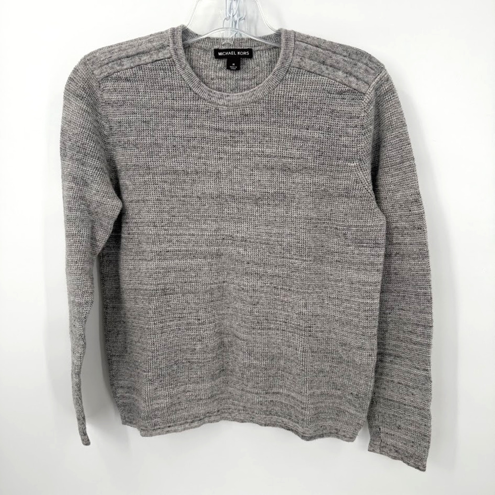 Michael Kors Sweater Mens Medium Gray Crew Neck Cotton Wool Pullover